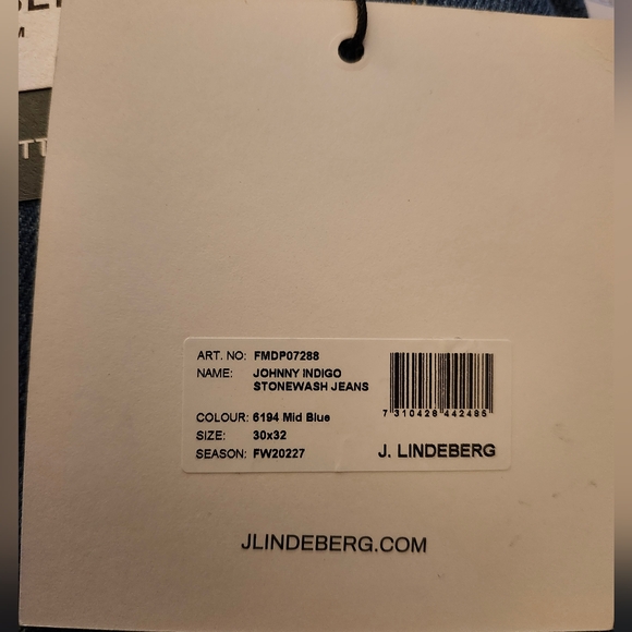NWT J.LINDEBERG JOHNNY INDIGO ORGANIC COTTON STONEWASH JEANS 30/32 - Picture 2 of 4